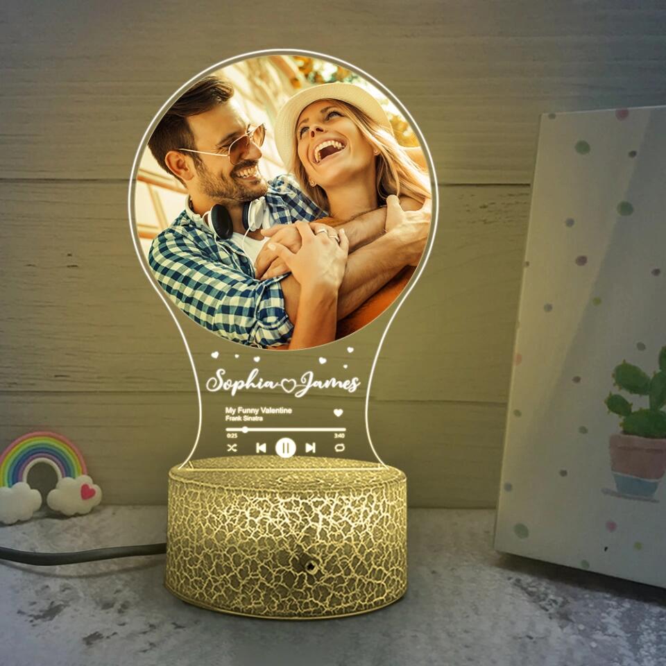 Personalized Valentine Gifts - Music Lovers Personalized 3D Led Light Gift for Couple