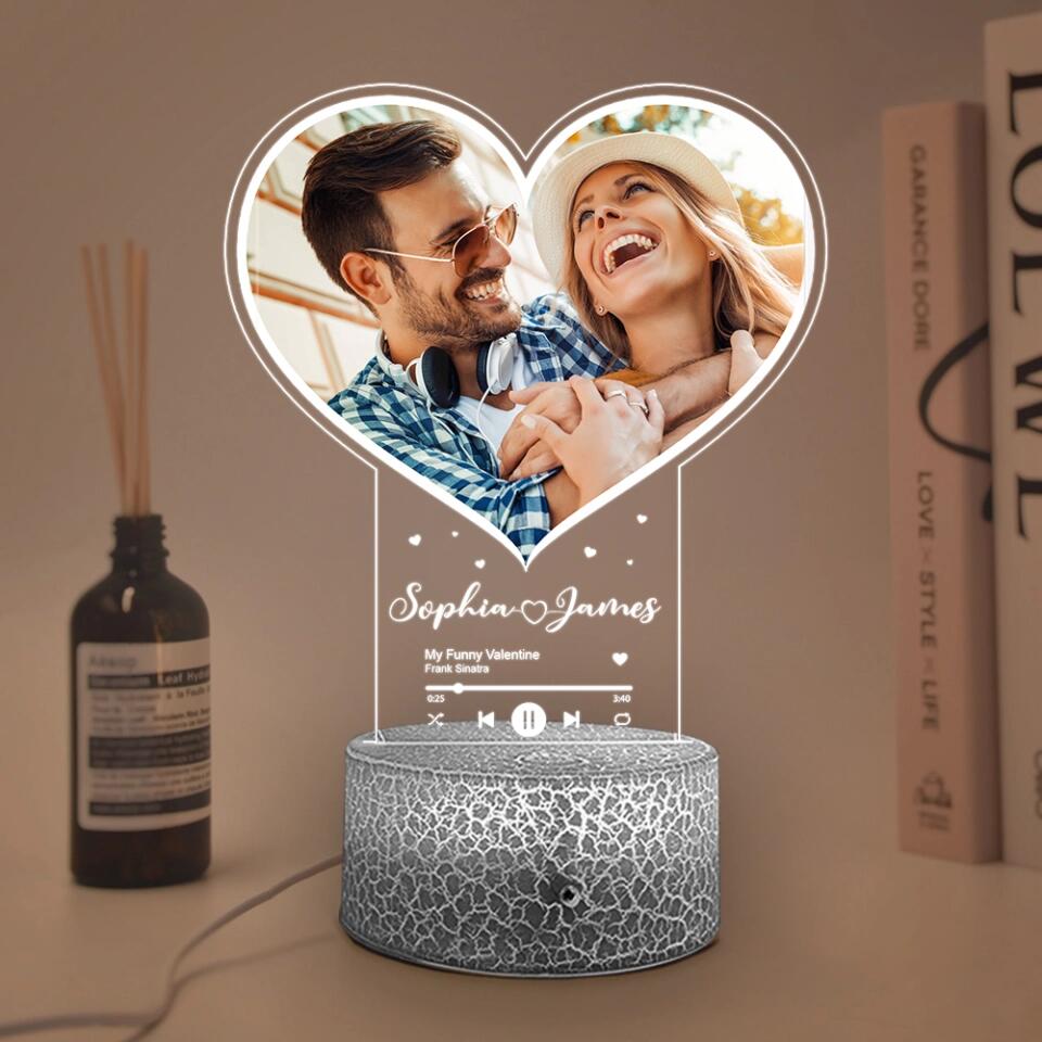 Personalized Valentine Gifts - Music Lovers Personalized 3D Led Light Gift for Couple