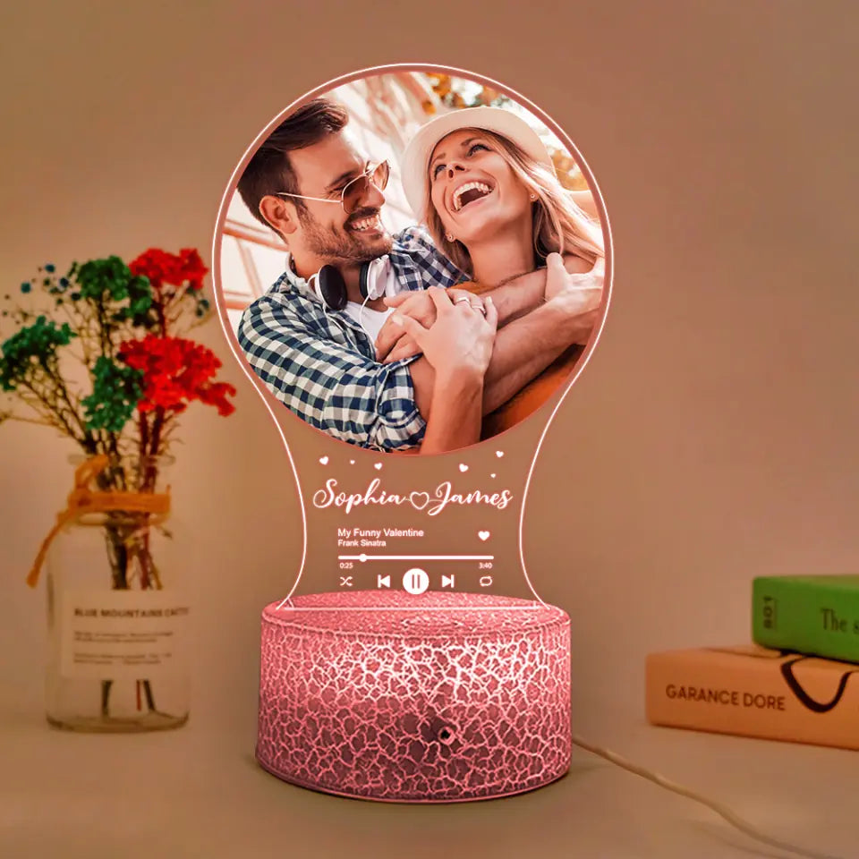 Music Lovers Personalized 3D Led Light Gift for Couple