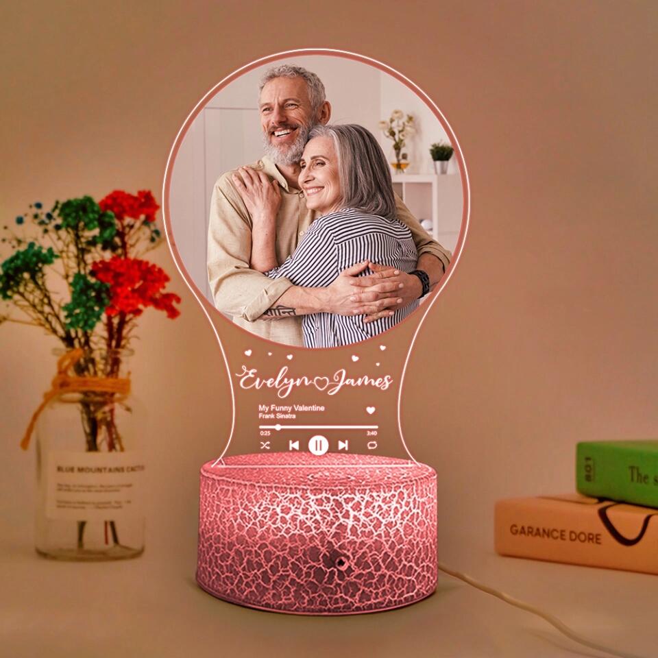 Personalized Valentine Gifts - Music Lovers Personalized 3D Led Light Gift for Couple