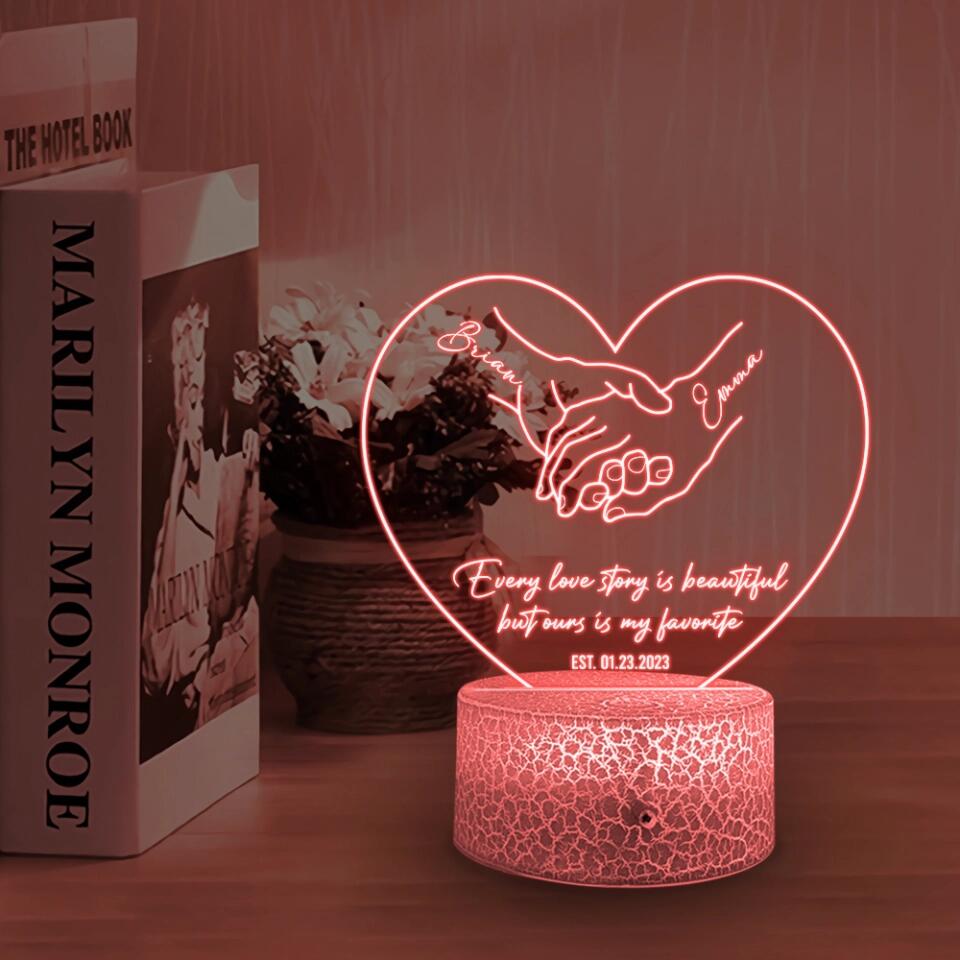 Personalized Valentine Gifts - Every Love Story Is Beautiful But Ours Is My Favorite Personalized Led Light