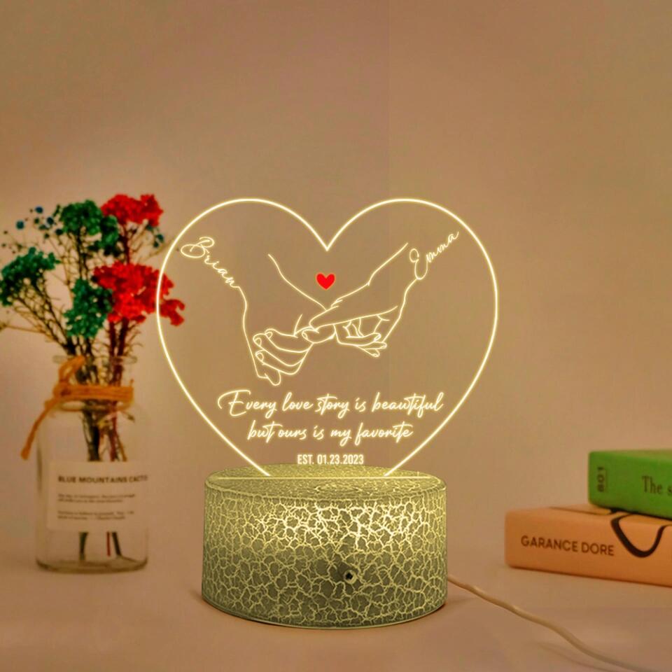 Personalized Valentine Gifts - Every Love Story Is Beautiful But Ours Is My Favorite Personalized Led Light