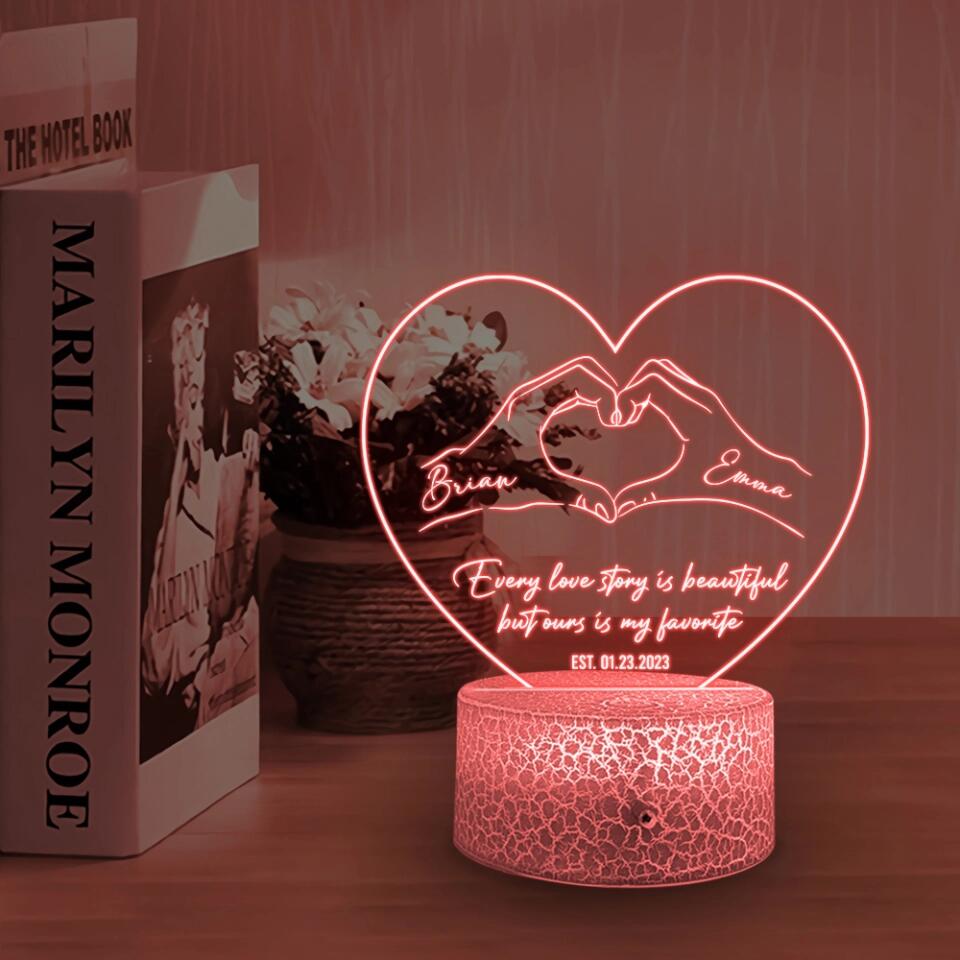 Personalized Valentine Gifts - Every Love Story Is Beautiful But Ours Is My Favorite Personalized Led Light