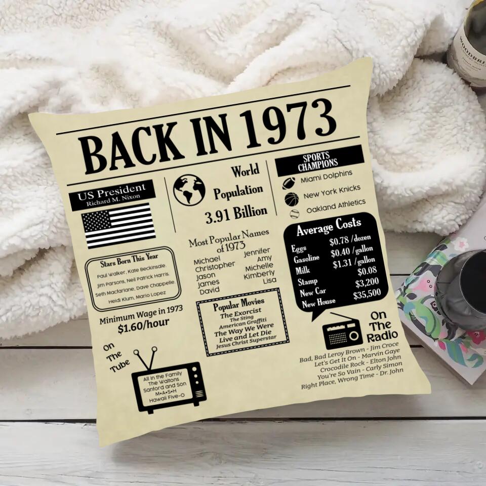 Back In 1973 - Special Square Linen Pillow - 50th Birthday Gift