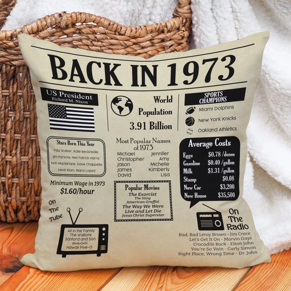 Back In 1973 - Special Square Linen Pillow - 50th Birthday Gift
