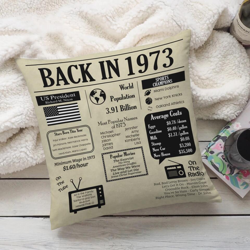 Back In 1973 - Special Square Linen Pillow - 50th Birthday Gift
