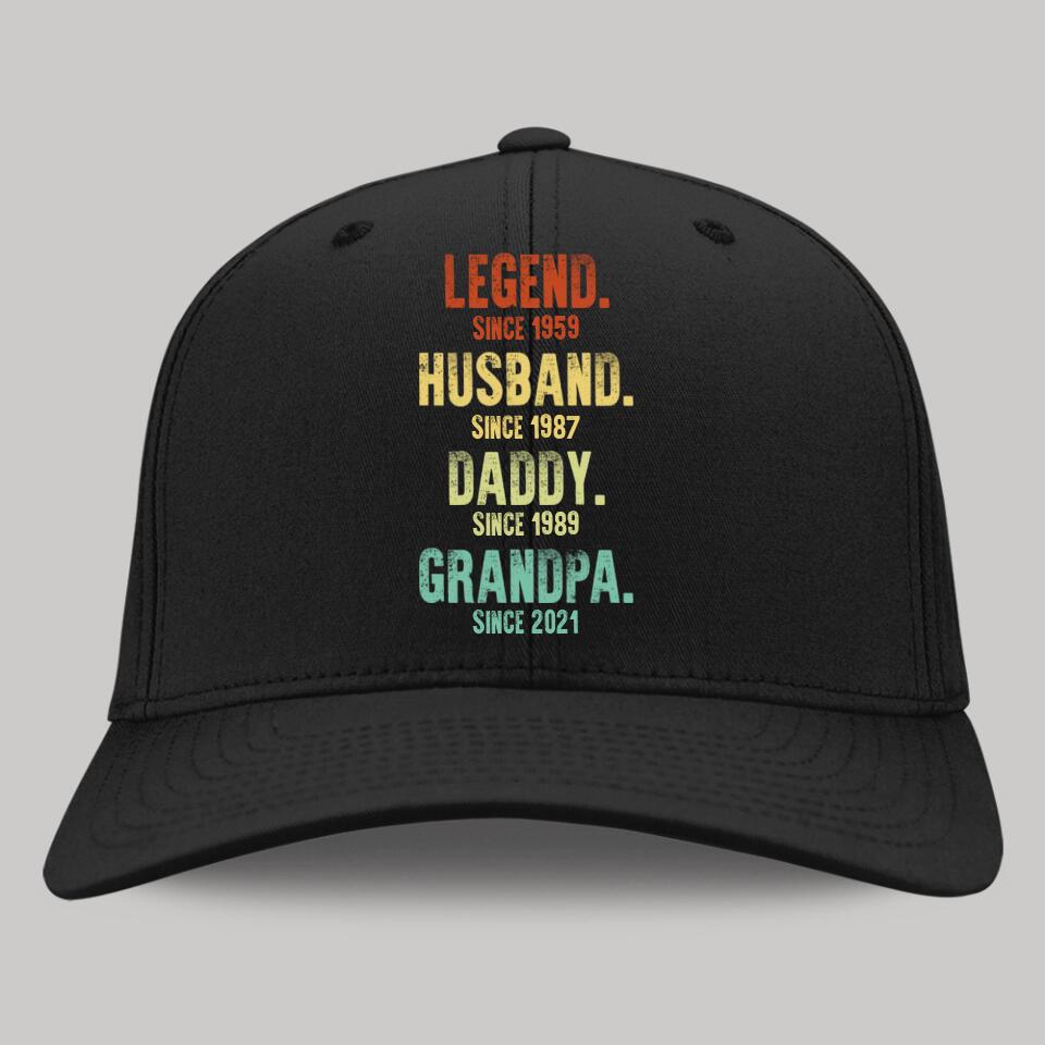 Vintage Legends Husbad Daddy Grandpa, Custom Year Embroidered Twill Cap, Cool Gift For Dad