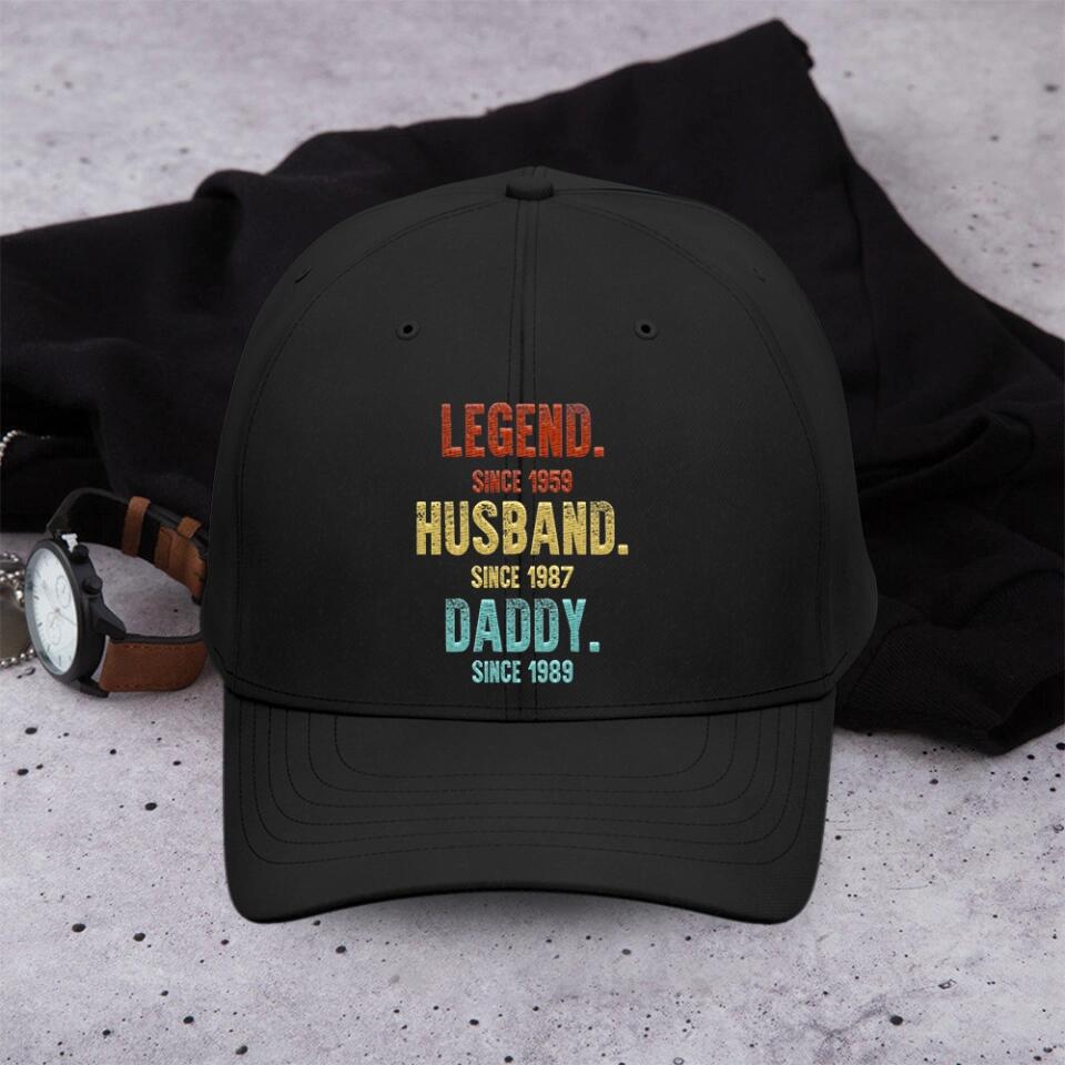 Vintage Legends Husbad Daddy Grandpa, Custom Year Embroidered Twill Cap, Cool Gift For Dad