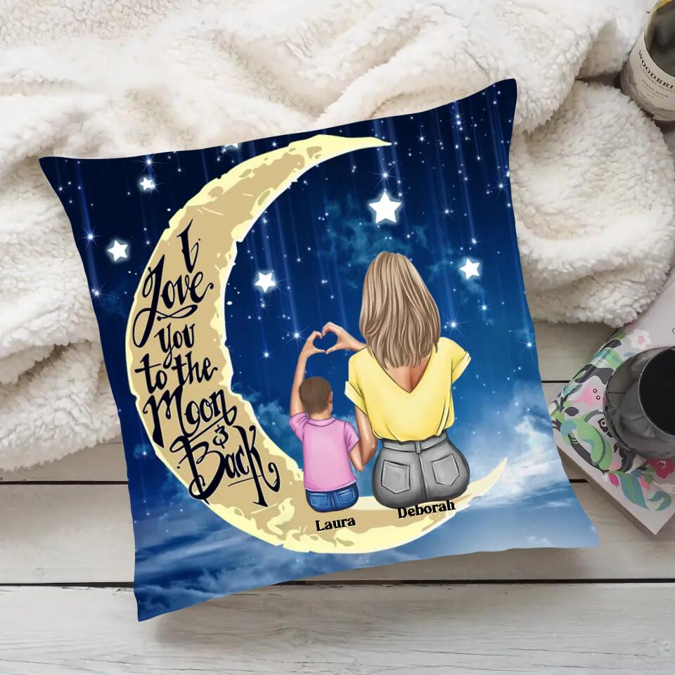 Night Star Background I Love You to The Moon and Back Personalized Pillow