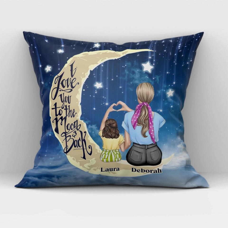 Night Star Background I Love You to The Moon and Back Personalized Pillow