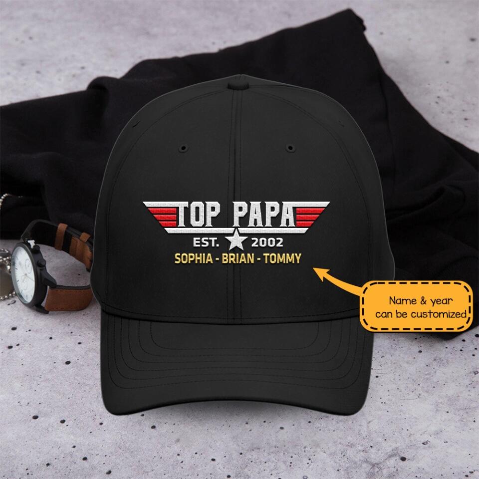 Top Papa Best Dad - Personalized CP80 Embroidered Twill Cap - Gift For Dad For Husband For Him