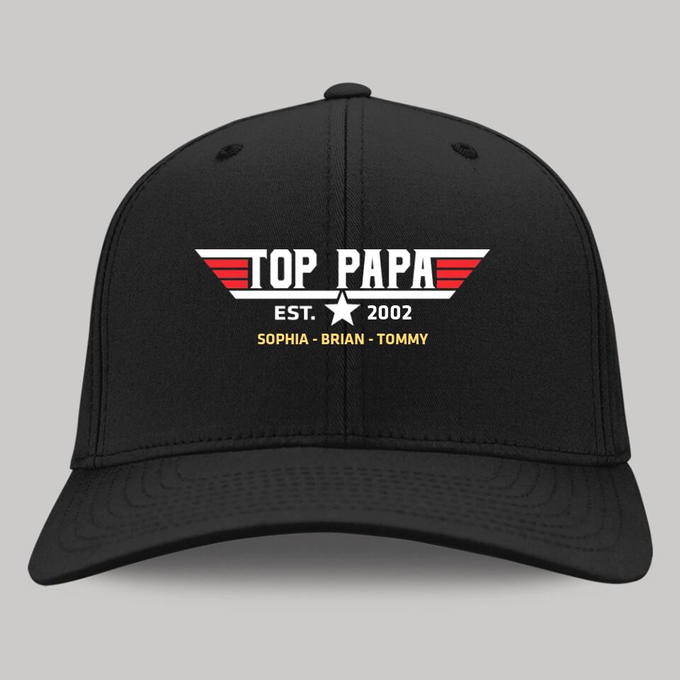 Top Papa Best Dad - Personalized CP80 Embroidered Twill Cap - Gift For Dad For Husband For Him