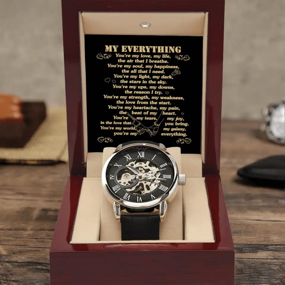 My Everything You're My Love My Life You're My World You're My Soul - Couple Hand in Hand with Quote - Men's Watch - Men's Jewelry - Anniversary Gift for Her Him - Valentine Gift - 302ICNVSWA141