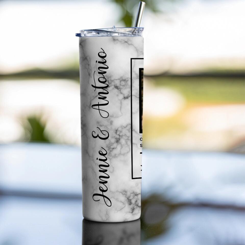 Personalized Valentine Gifts - Thanks For Being On My Side - Personalized Skinny Tumbler - Gift For Couples