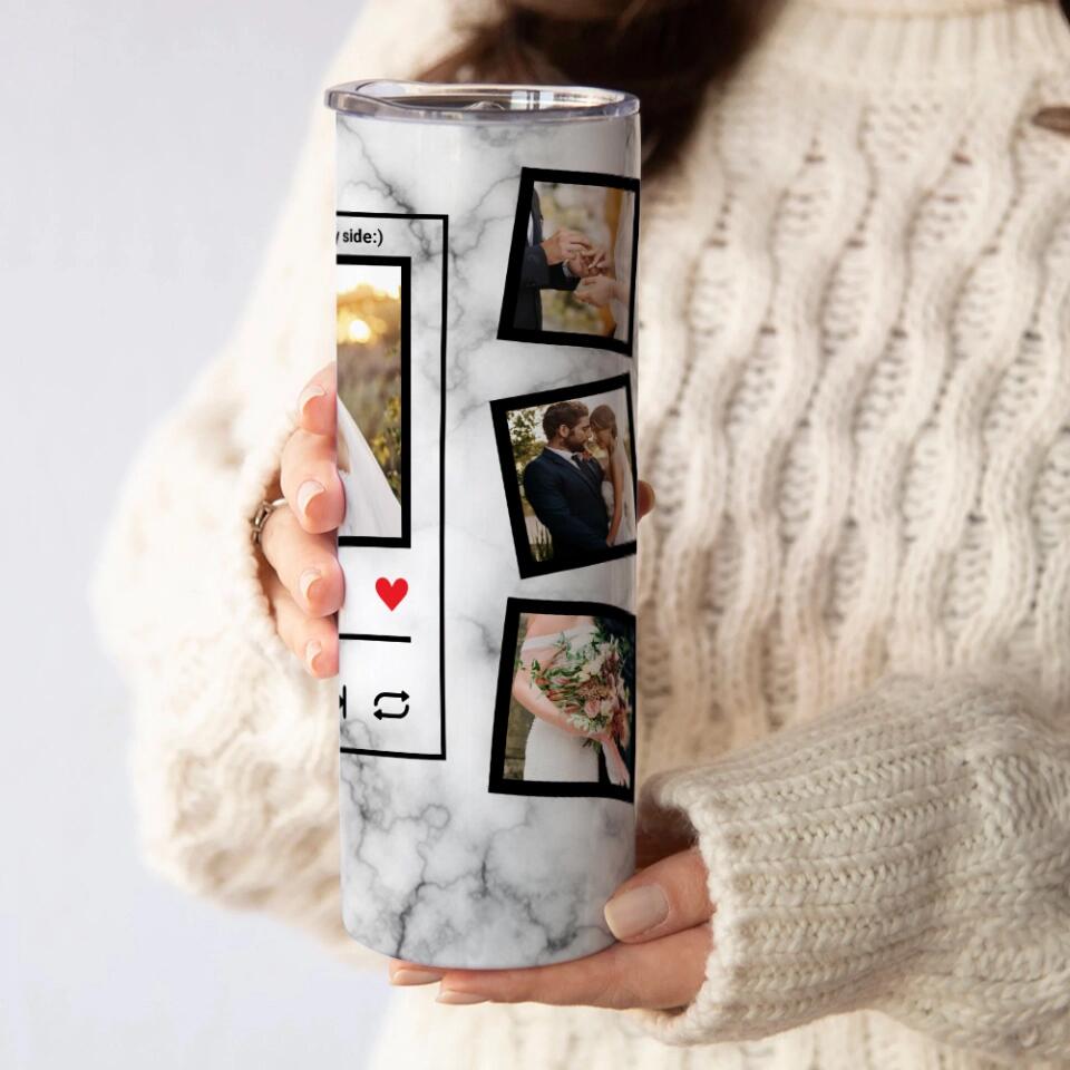 Personalized Valentine Gifts - Thanks For Being On My Side - Personalized Skinny Tumbler - Gift For Couples