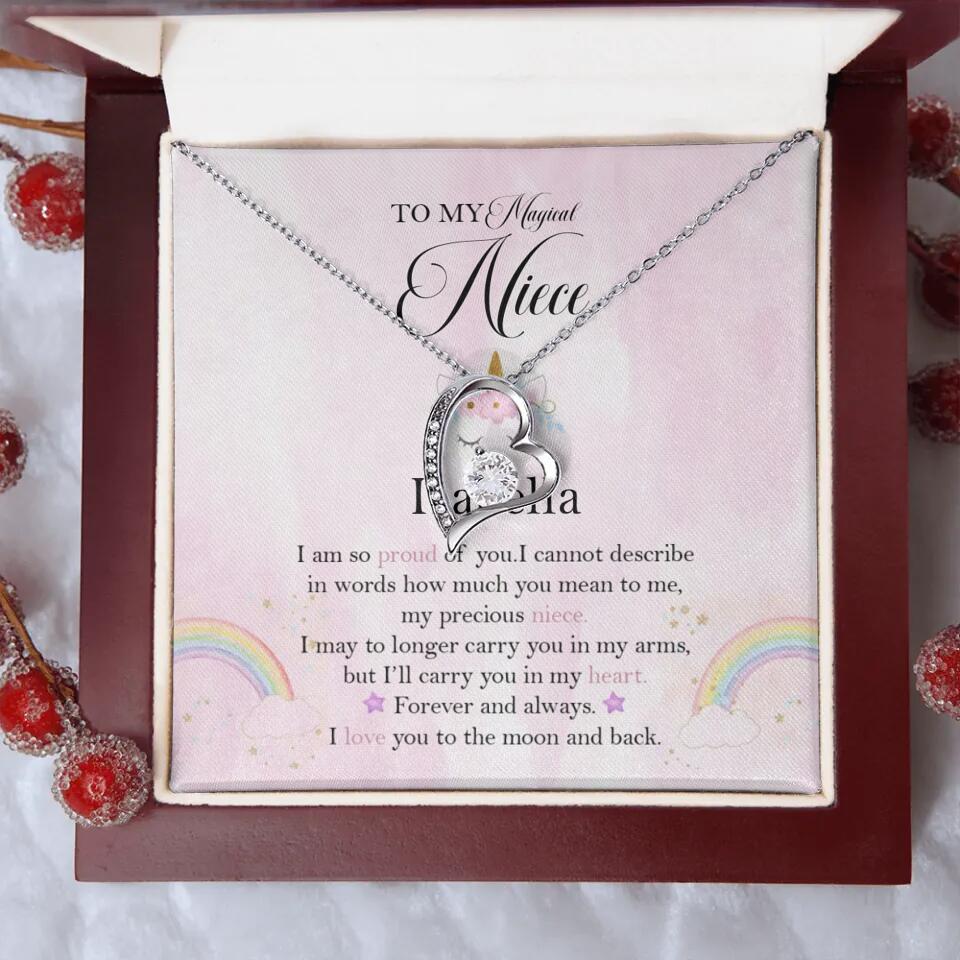 To My Magic Niece, I am so Proud of You - Personalized Necklace - Birthday Gift for Niece