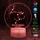 Personalized Zodiac Styles - 3D LED Light/Lamp - Personalized Names & Date - Couples Gift - Anniversary - Engagement - Valentines Day Gift - Gift for Her - Gifts for Him - 302ICNLNLL150