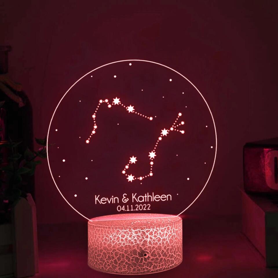 Personalized Valentine Gifts - Personalized Zodiac Styles - Perosnalized 3D LED Light/Lamp - Anniversary,Valentines Day Gift For Couple