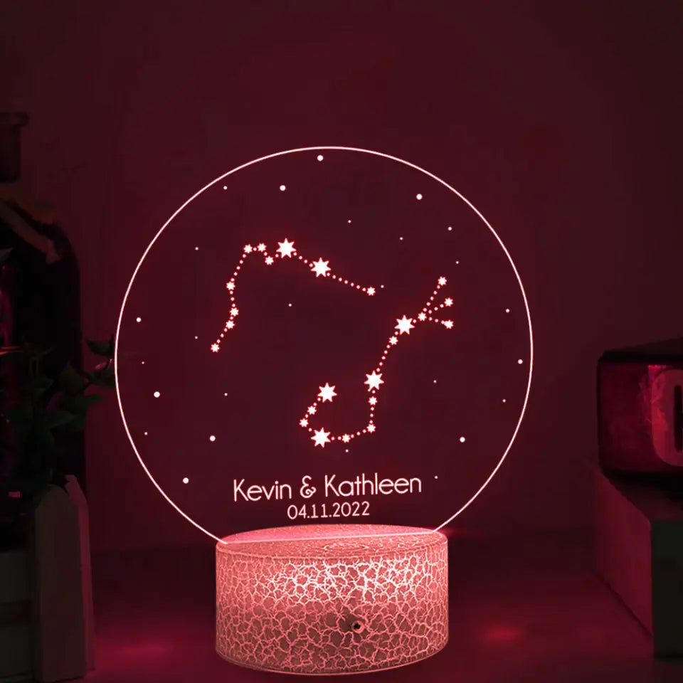 Personalized Zodiac Styles - Perosnalized 3D LED Light/Lamp - Anniversary,Valentines Day Gift For Couple