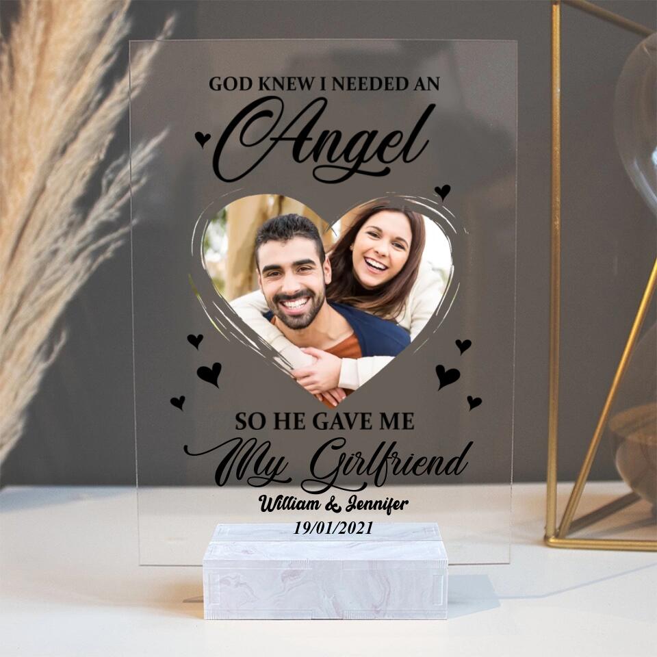 God Sent Me An Angel Personalized Acrylic Plaque Valentine Gift