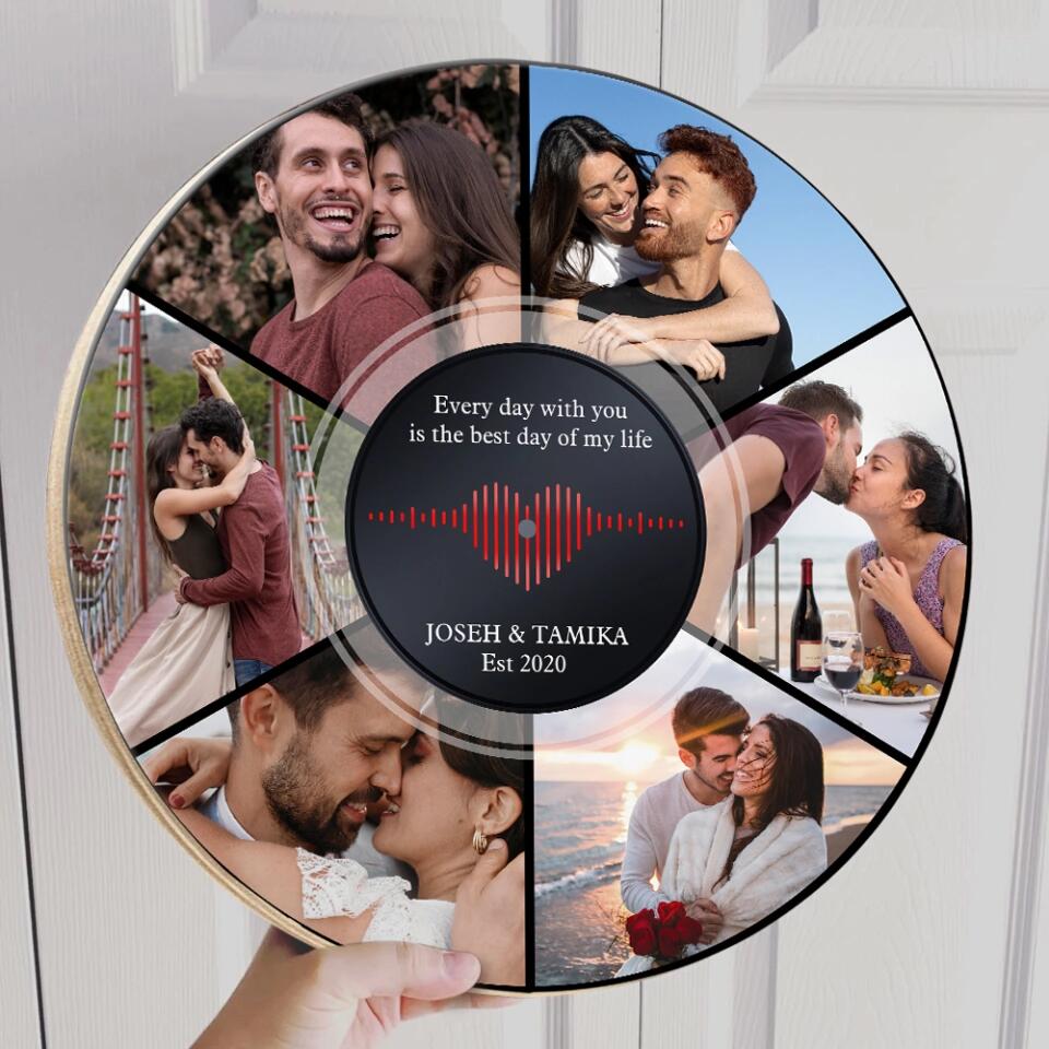 Couple Wooden Sign Every Day With You Is The Best, Personalized Round Wooden Sign, Anniversary Gifts For Couple