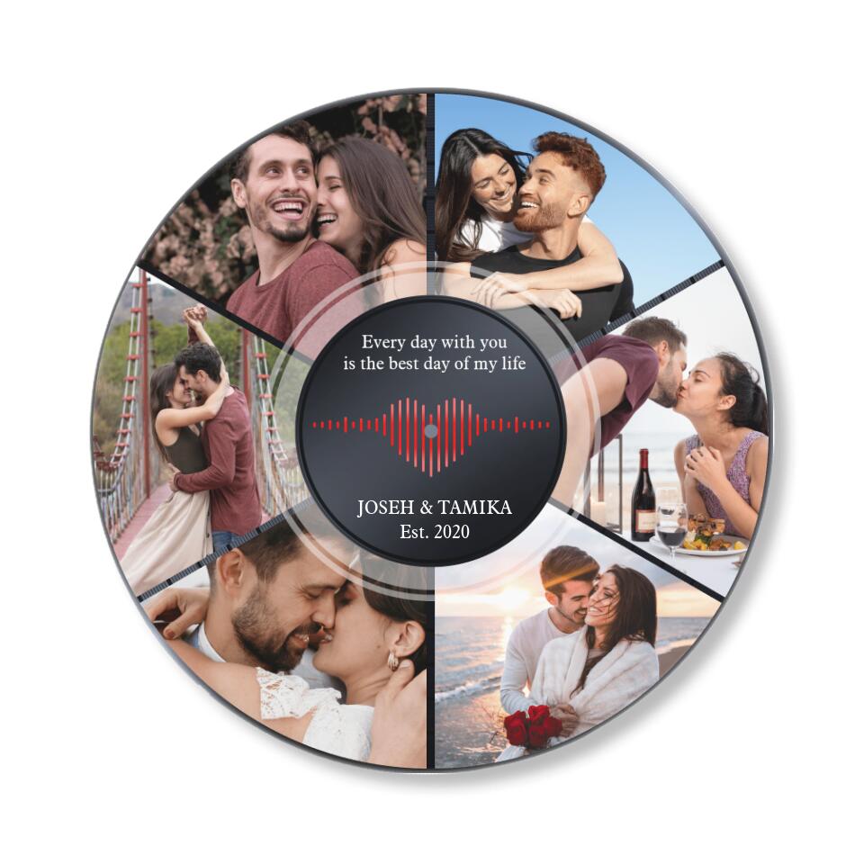 Couple Wooden Sign Every Day With You Is The Best, Personalized Round Wooden Sign, Anniversary Gifts For Couple