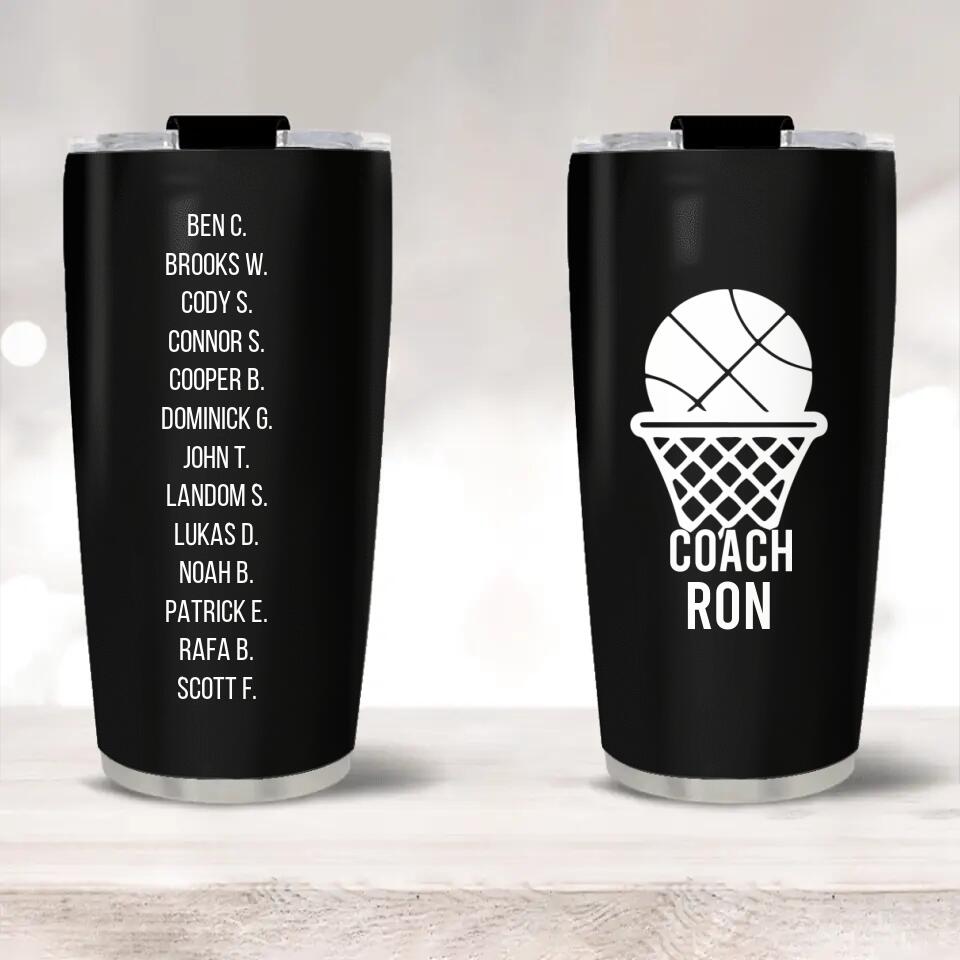 Personalized Basketball Coach Stainless Steel Tumbler - Appreciation Gift for Basketball Coach