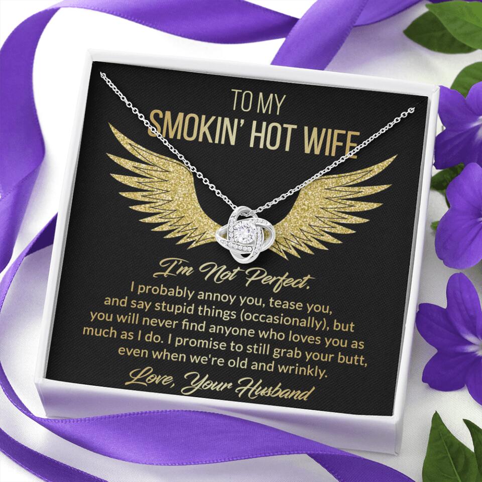 Personalized Valentine Gifts - To My Smokin' Hot Wife Custom Necklace Best Apology Gifts For Wife