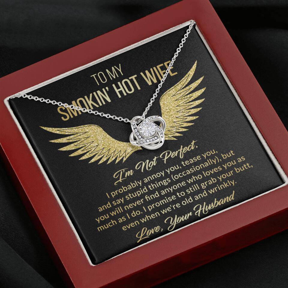 Personalized Valentine Gifts - To My Smokin' Hot Wife Custom Necklace Best Apology Gifts For Wife
