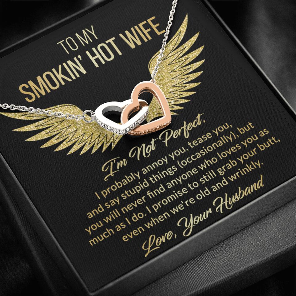 Personalized Valentine Gifts - To My Smokin' Hot Wife Custom Necklace Best Apology Gifts For Wife