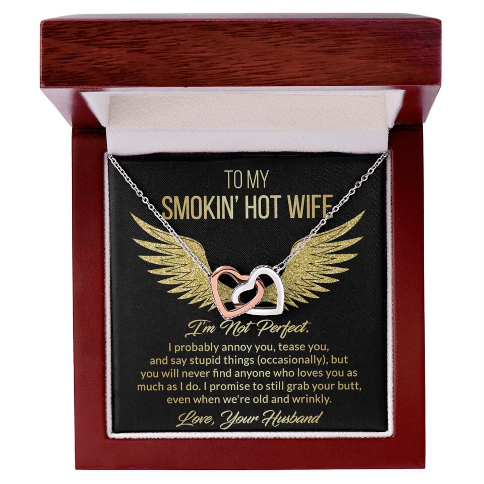 Personalized Valentine Gifts - To My Smokin' Hot Wife Custom Necklace Best Apology Gifts For Wife