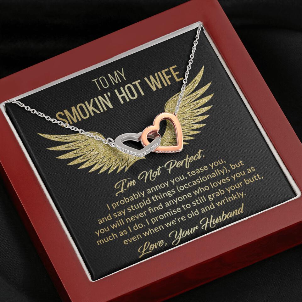 Personalized Valentine Gifts - To My Smokin' Hot Wife Custom Necklace Best Apology Gifts For Wife