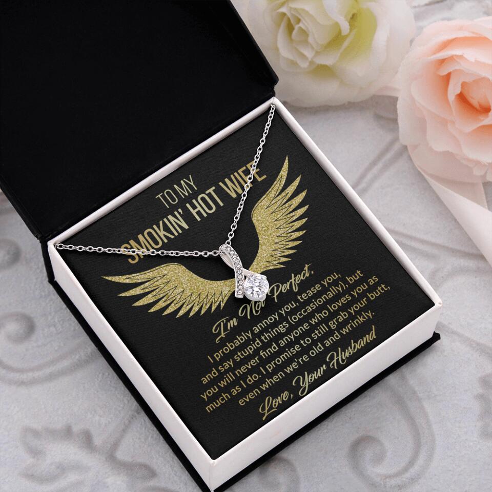 Personalized Valentine Gifts - To My Smokin' Hot Wife Custom Necklace Best Apology Gifts For Wife