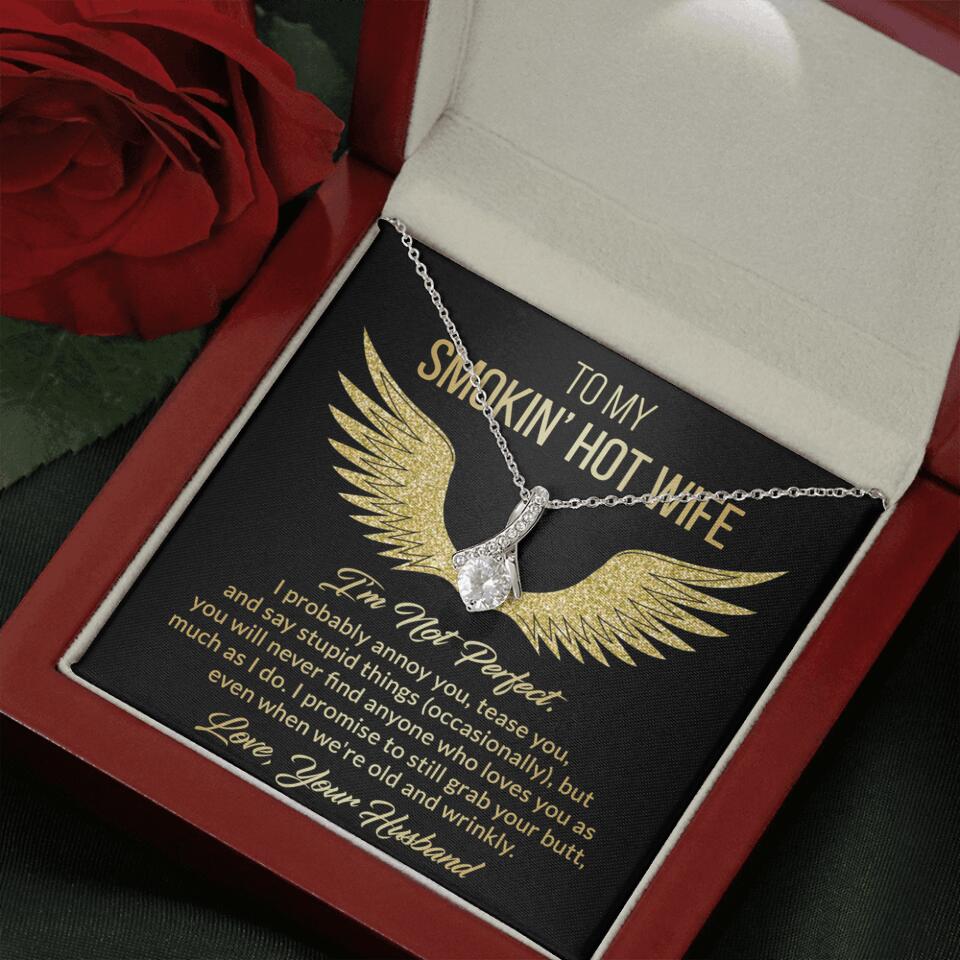 Personalized Valentine Gifts - To My Smokin' Hot Wife Custom Necklace Best Apology Gifts For Wife