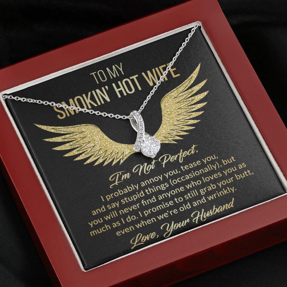 Personalized Valentine Gifts - To My Smokin' Hot Wife Custom Necklace Best Apology Gifts For Wife