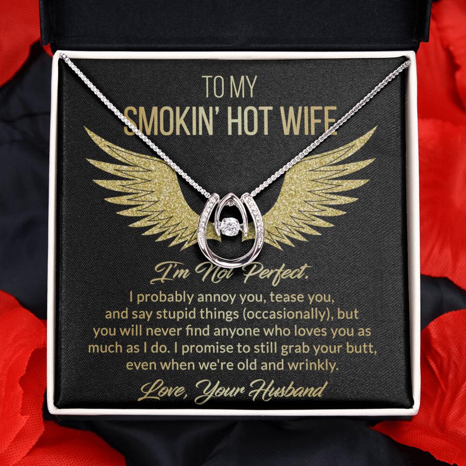 Personalized Valentine Gifts - To My Smokin' Hot Wife Custom Necklace Best Apology Gifts For Wife