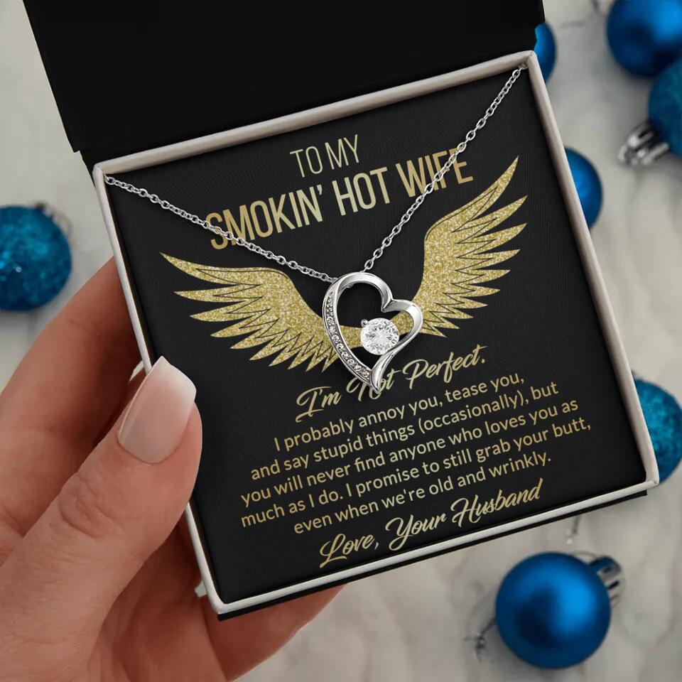Personalized Valentine Gifts - To My Smokin' Hot Wife Custom Necklace Best Apology Gifts For Wife