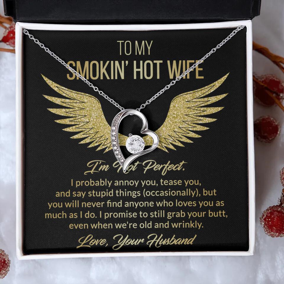 Personalized Valentine Gifts - To My Smokin' Hot Wife Custom Necklace Best Apology Gifts For Wife