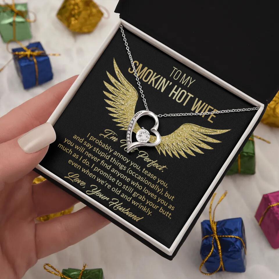 Personalized Valentine Gifts - To My Smokin' Hot Wife Custom Necklace Best Apology Gifts For Wife