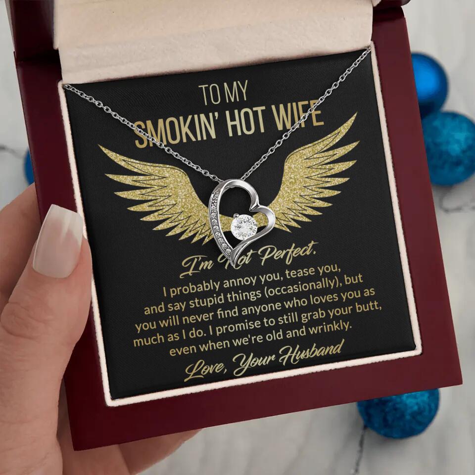 Personalized Valentine Gifts - To My Smokin' Hot Wife Custom Necklace Best Apology Gifts For Wife