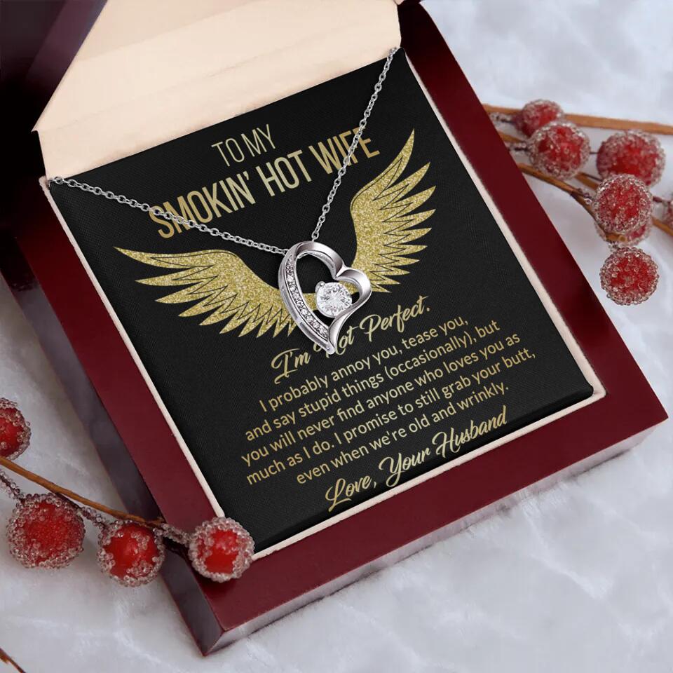 Personalized Valentine Gifts - To My Smokin' Hot Wife Custom Necklace Best Apology Gifts For Wife