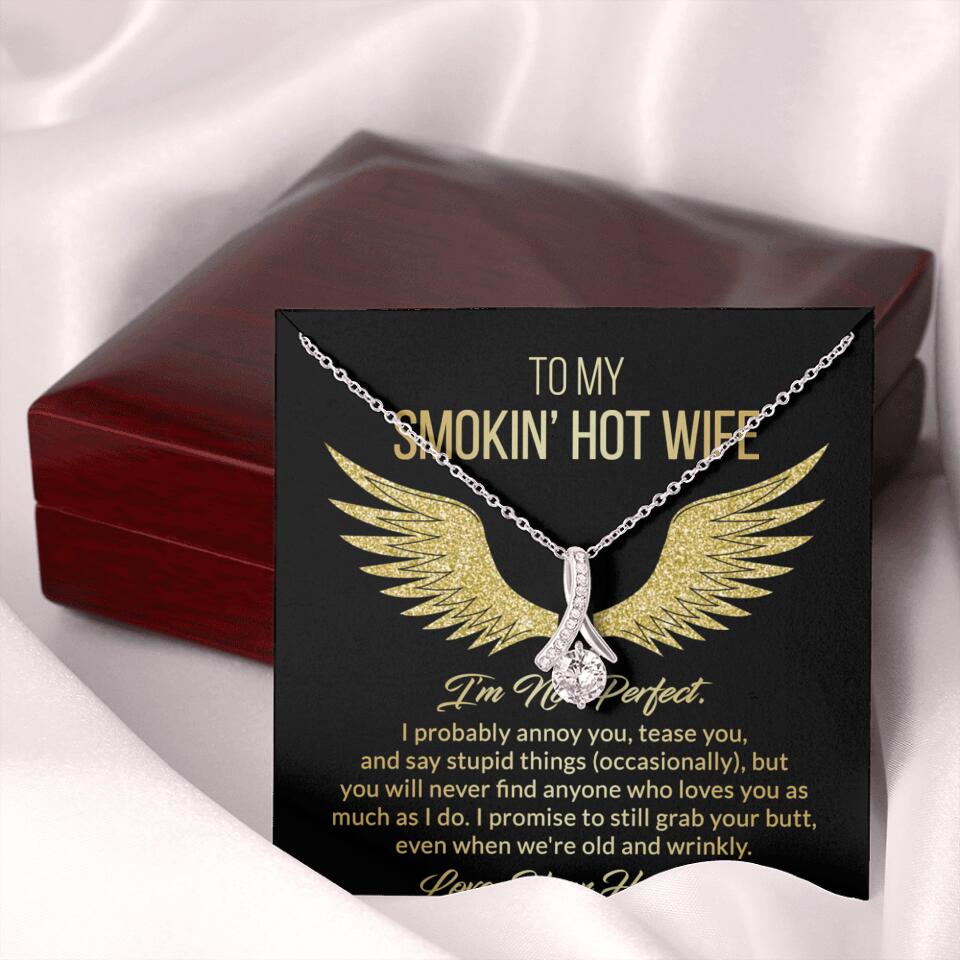 Personalized Valentine Gifts - To My Smokin' Hot Wife Custom Necklace Best Apology Gifts For Wife
