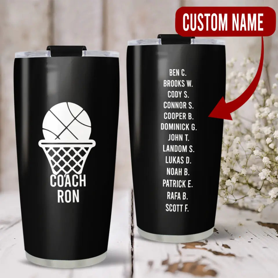Personalized Basketball Coach Stainless Steel Tumbler - Appreciation Gift for Basketball Coach