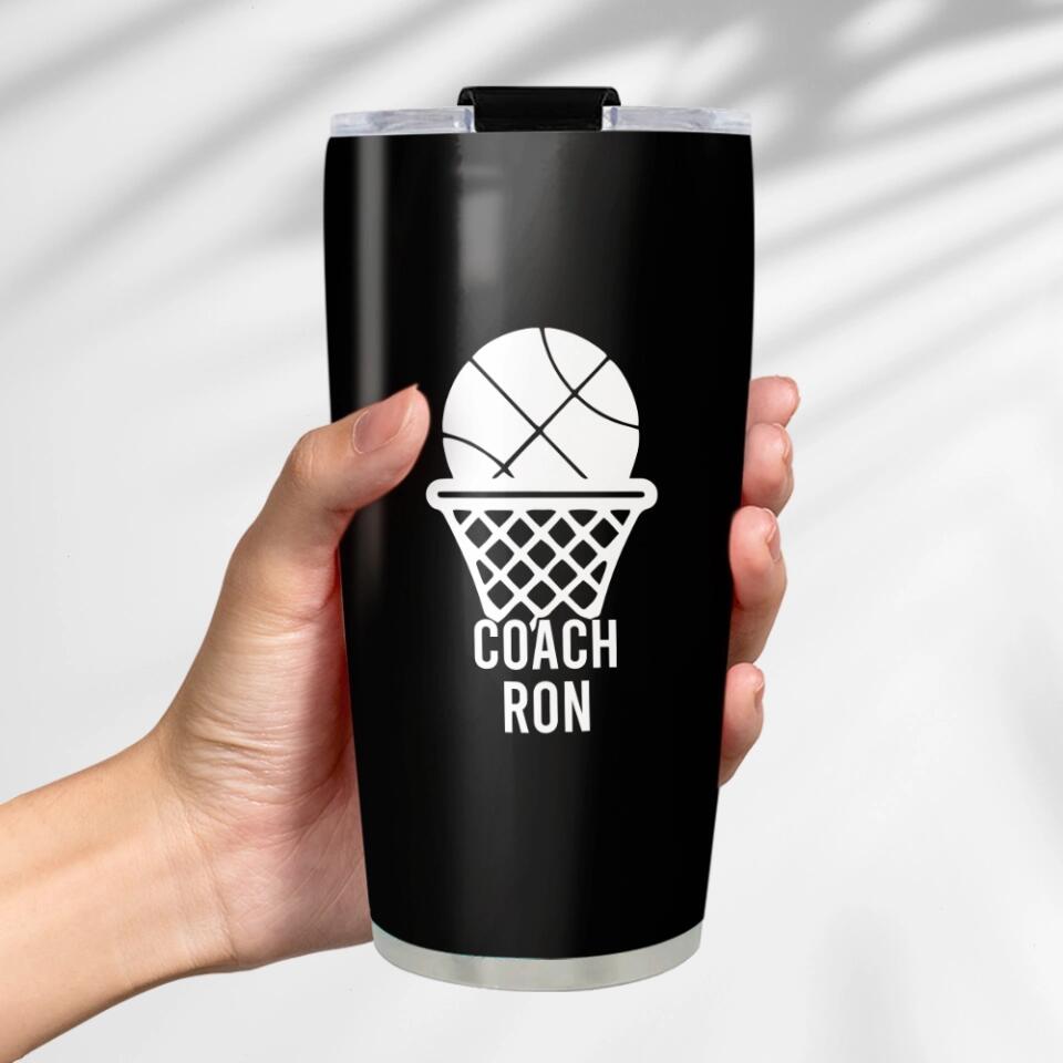 Personalized Basketball Coach Stainless Steel Tumbler - Appreciation Gift for Basketball Coach