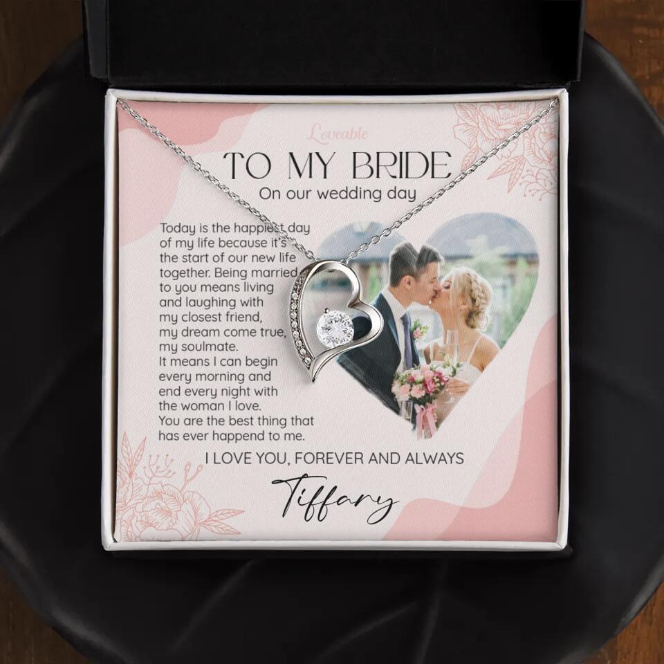 To My Bride on Our Wedding Day Personalized Necklace