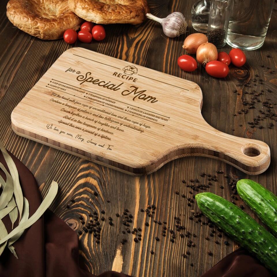 Recipe For A Special Mom - Personalized Wooden Cutting Board - Gift For Mom