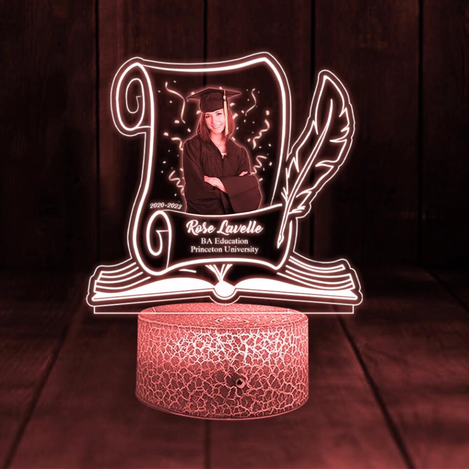 Graduation Celebration - Personalized 3D LED Light Wooden Base - Birthday, Graduate Gift For Students, Graduate Daughters And Sons, Grandkids - 302IHPNPLL200