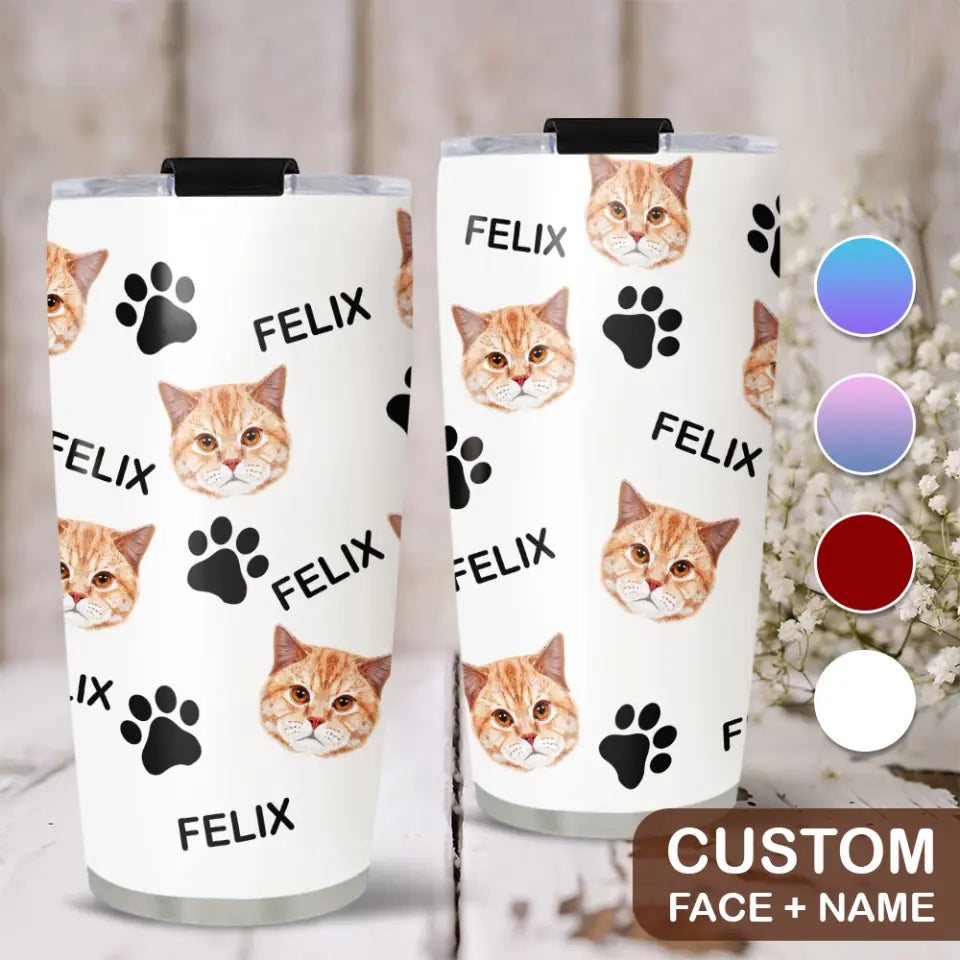 Personalized Pet Names &amp; Photos - Custom Dog Cat Face - Tumbler - 20oz Stainless Steel Tumbler - Birthday Gift for Dog Mom Cat Mom Dog Dad Cat Dad - for Pet Lovers - Mother&#39;s Day/Father&#39;s Day Gift - 302ICNLNTU176