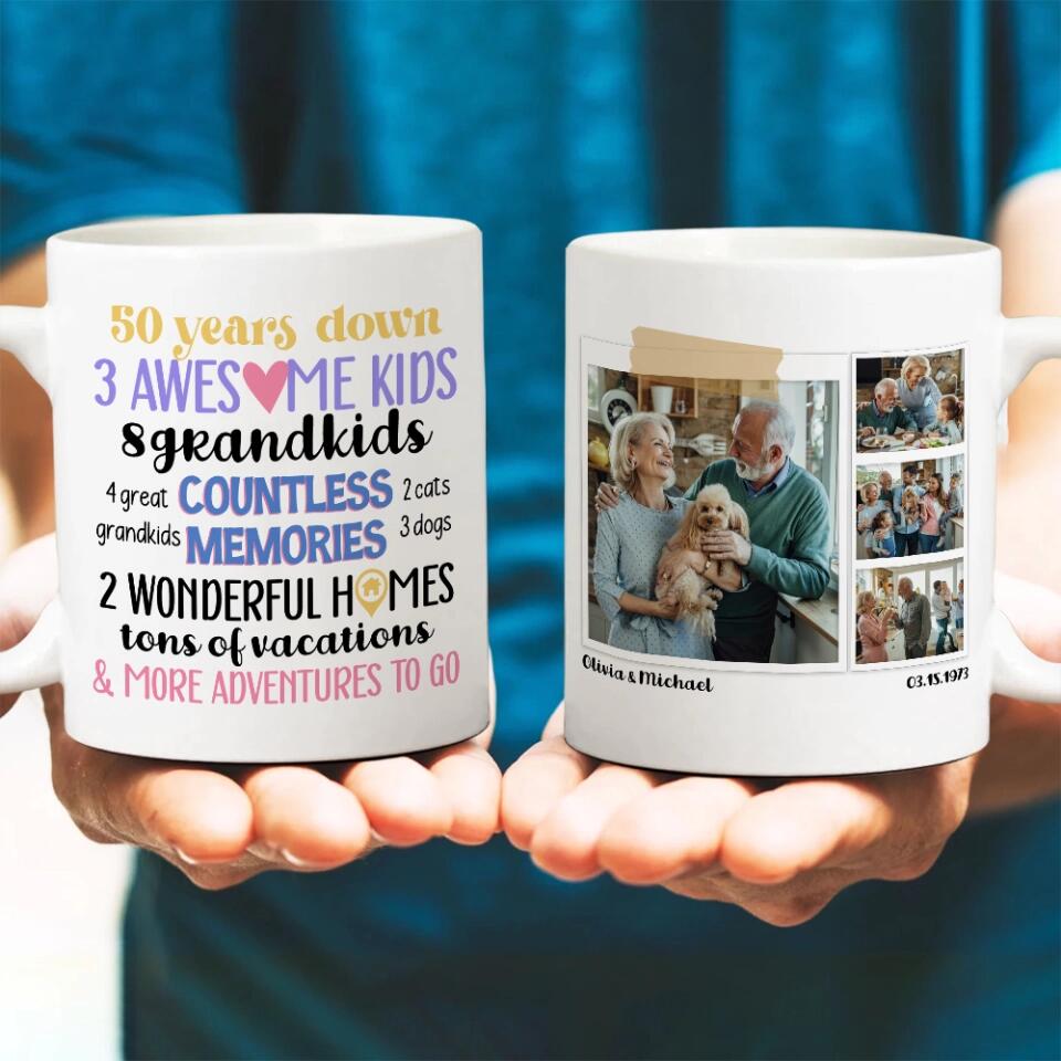 50 Years Down and More Adventures to Go Personalized White Mug