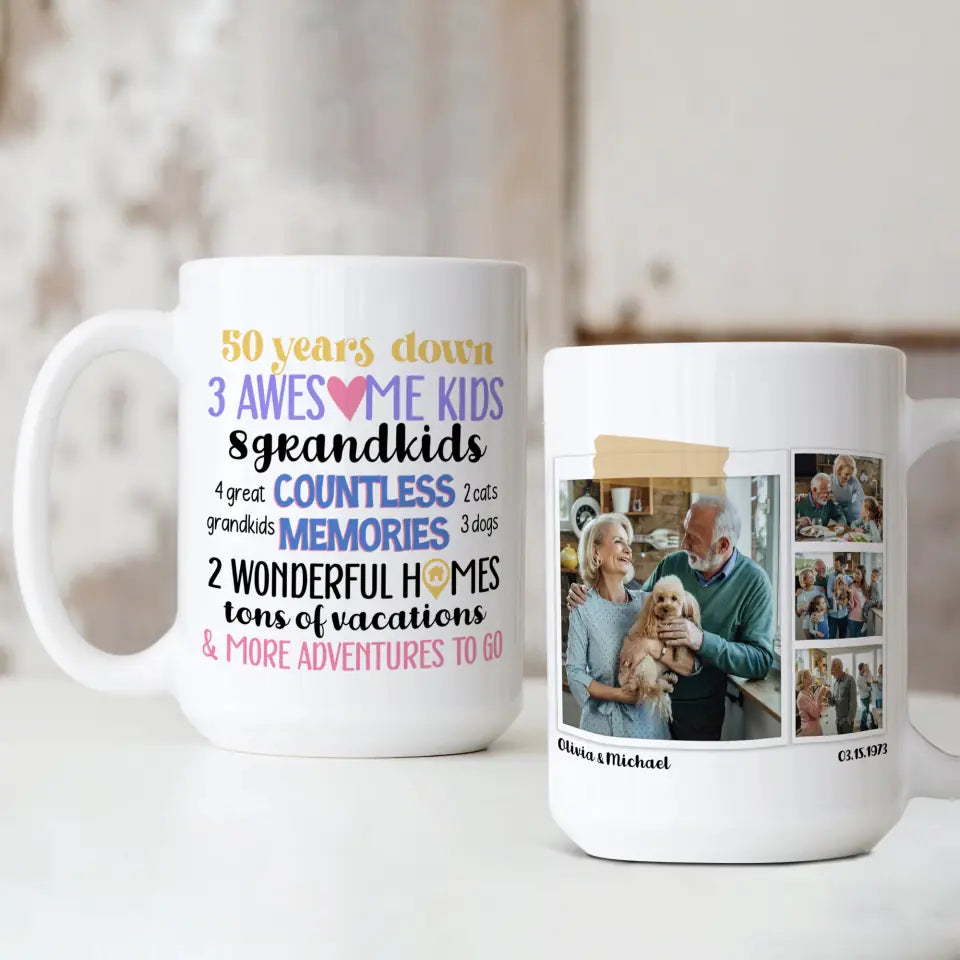 50 Years Down and More Adventures to Go Personalized White Mug